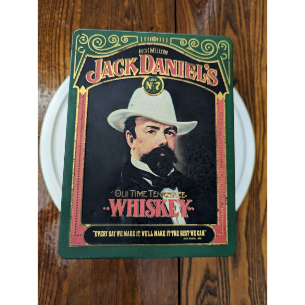 Vtg  Jack Daniel's Old Time - Hand Made Tennessee Whiskey Tin Container